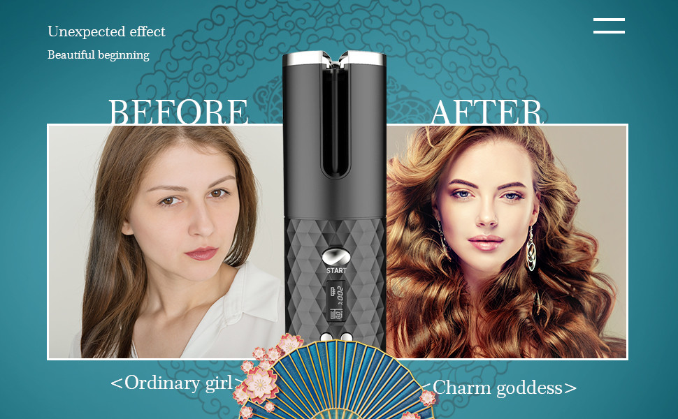 360 Auto Rotating Hair Curler LCD Cordless Rechargeable Auto Hair Curler