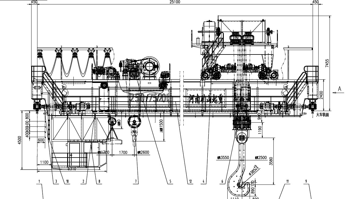320 ton Four Girder Casting Steel Plant Crane Overhead Traveling Bridge Crane