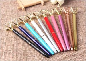 China Promotional ballpen with customized logo 3d oil metal crystal pen of diamond in the top side wholesale