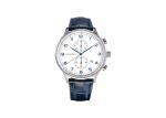 Stainless Steel Case Genuine Leather Wrist Watch Quartz Movt Blue Color