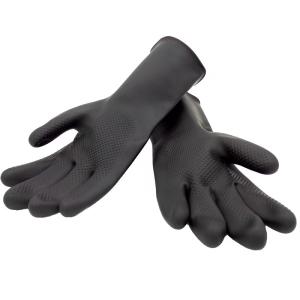 China Latex Heavy Duty Industrial Rubber Gloves Solvent Resistance Flock Lined Rubber Gloves wholesale