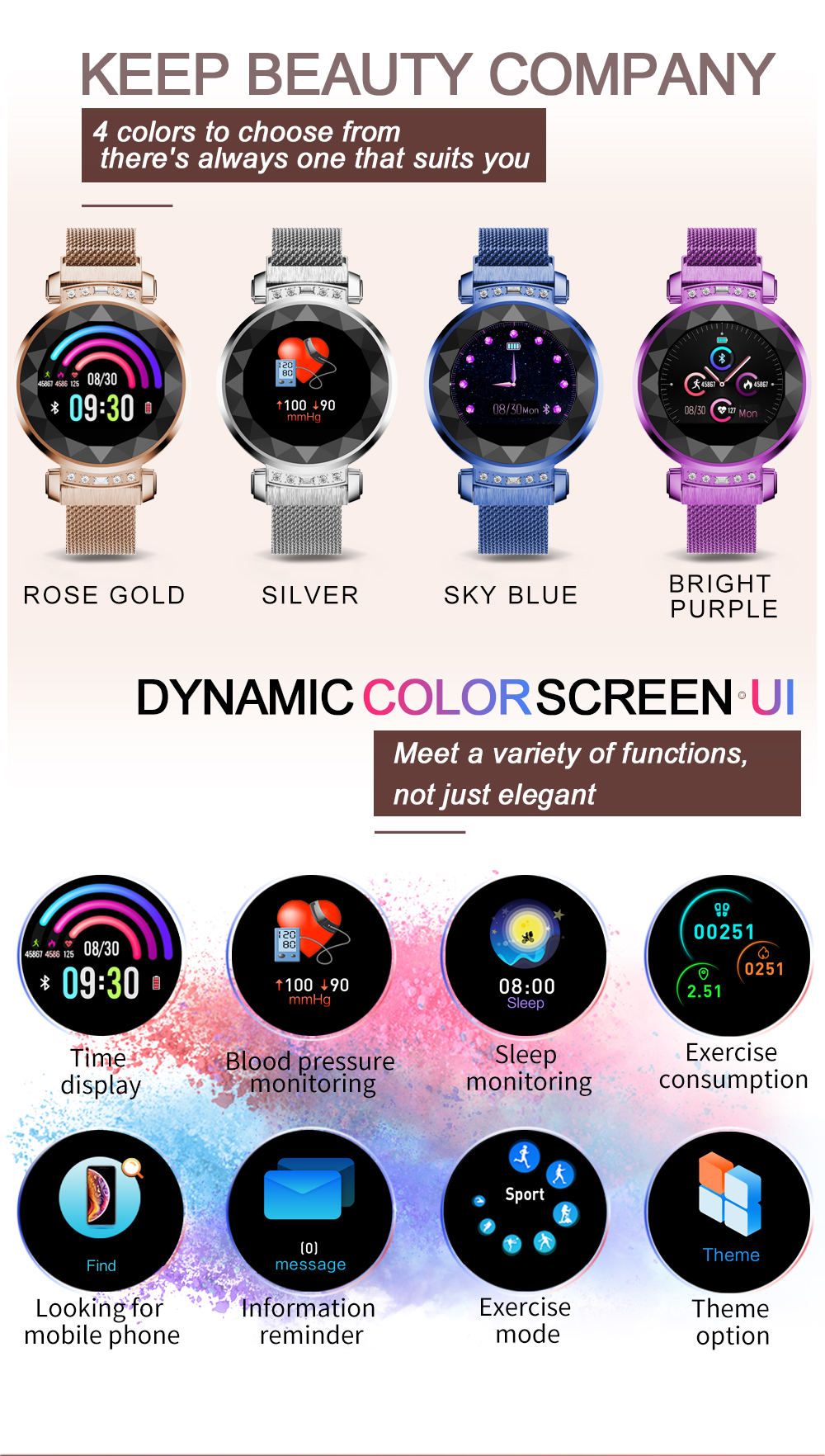 Bluetooth IP67 BLE 4.0 Waterproof Sport Smart Watch