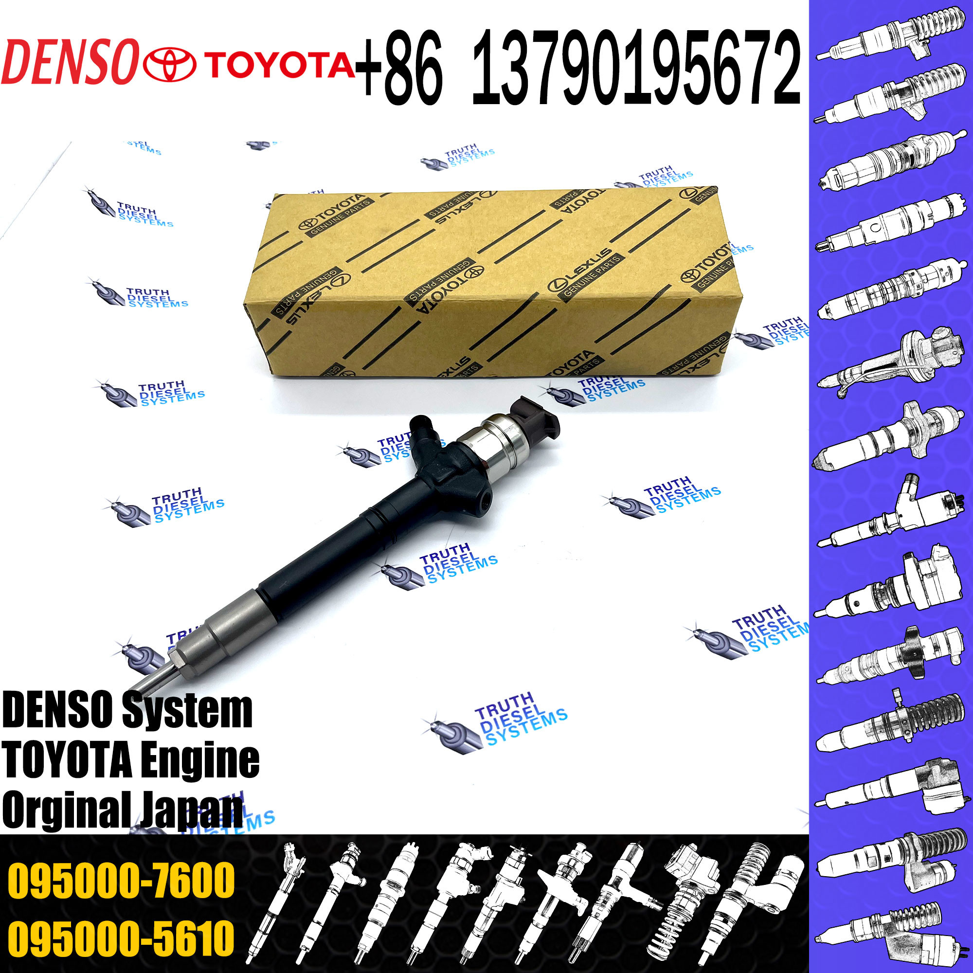 Injector Nozzle 23670-0R160 095000-7600 Injector For Toyota 2AD-FTV Avensis Common Rail Injector 23670-0R160 095000-7600
