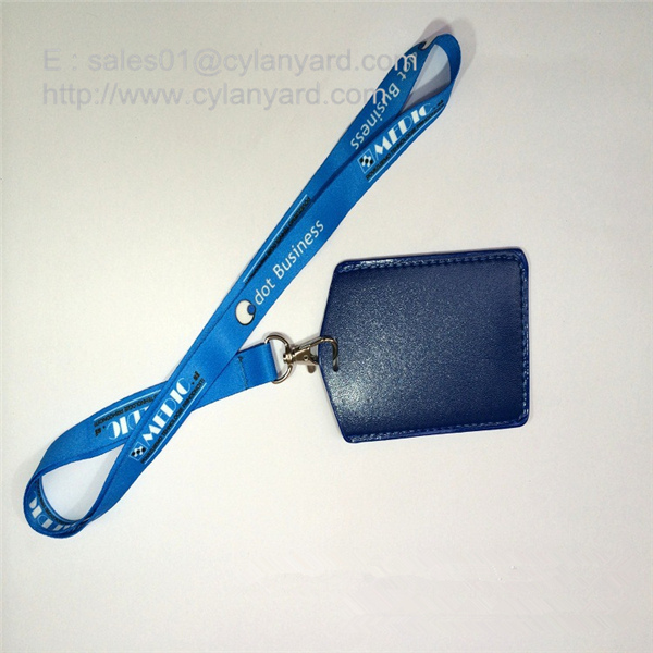 Sub print neck lanyard with leather id badge