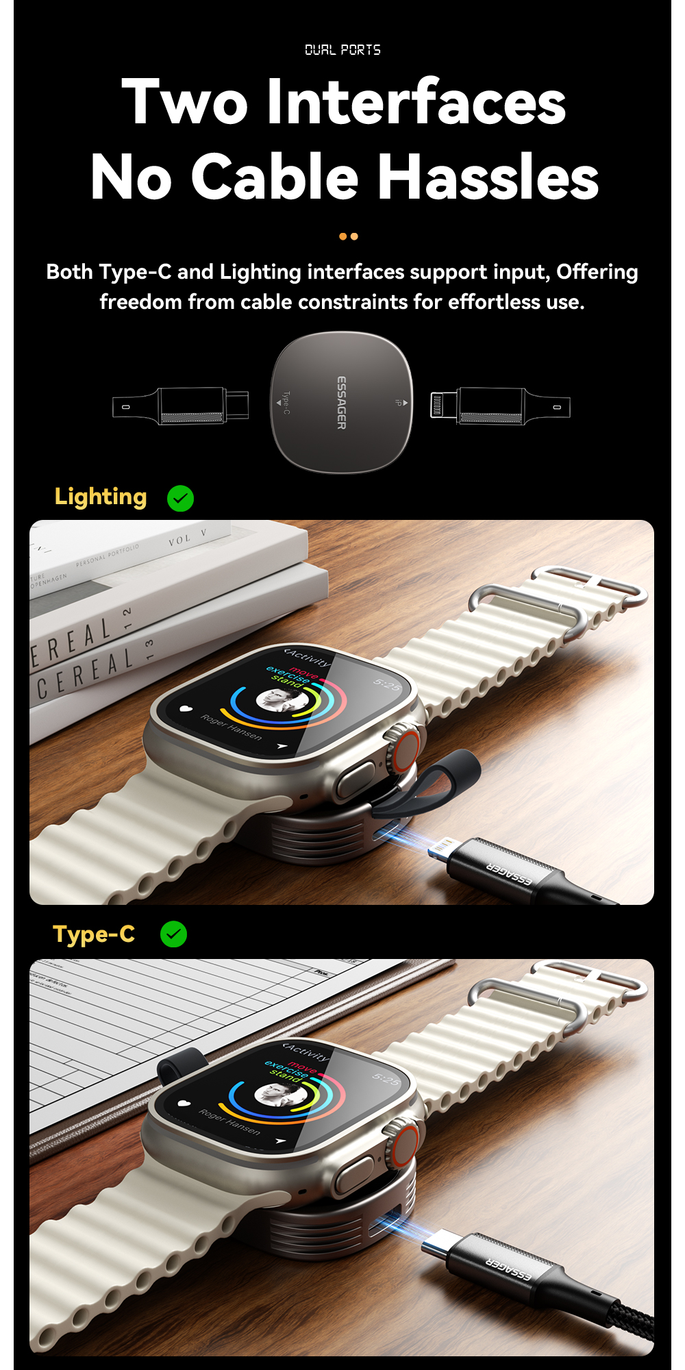 Magnetic Wireless Watch Charger Tarnish Color 5V/2A ES-WC13 Series