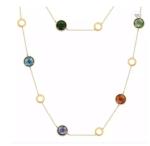 Five Color Treasure Fold Wear Long Necklace 18K Gold Stainless Steel Necklace
