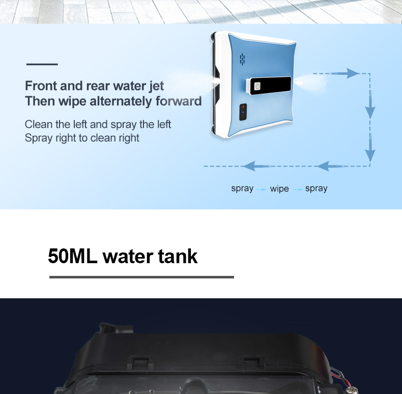 Household App Controlled Huidi Ultra-Thin Robot Window Cleaning Machine With Two Nozzles