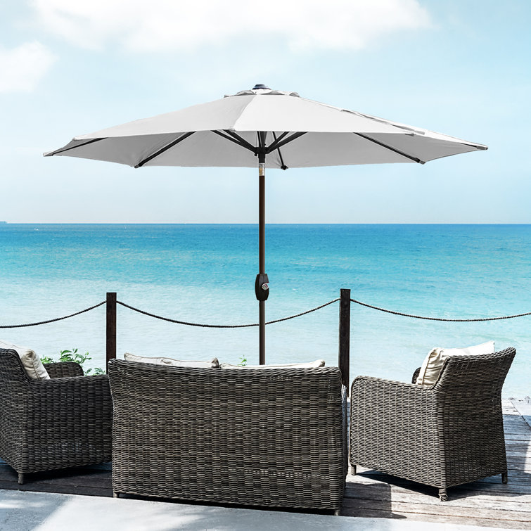 Waterproof AJUNION 9ft Outdoor Offset Umbrella for Cafe and Patio in Modern Style