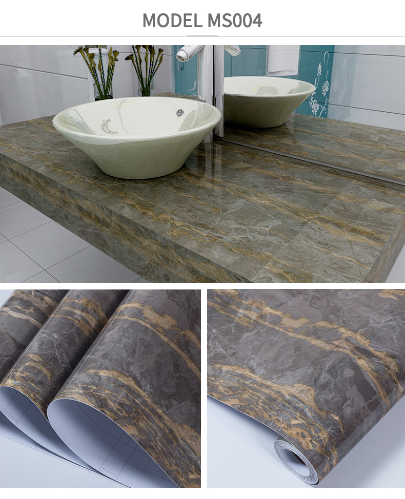 Wallpapers Type Vinyl Wallpapers Function Smoke-Proof Marble Stickers PVC Adhesive Contact Paper Marble Granite Film