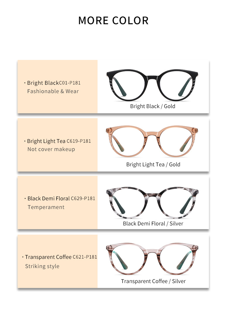 Retro Round Acetate Metal Glasses Blue Light Blocking Gaming Computer Anti UV Glare