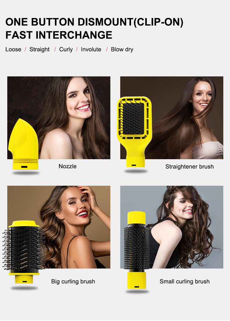 Negative Ion Detachable Hair Dryer Brush Set 4 in 1 DC Motor 24V