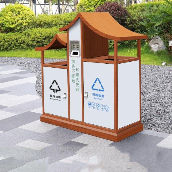Stainless Bin Hand Push Dustbin Recycle Outdoor Garbage Bin Shed with Lid