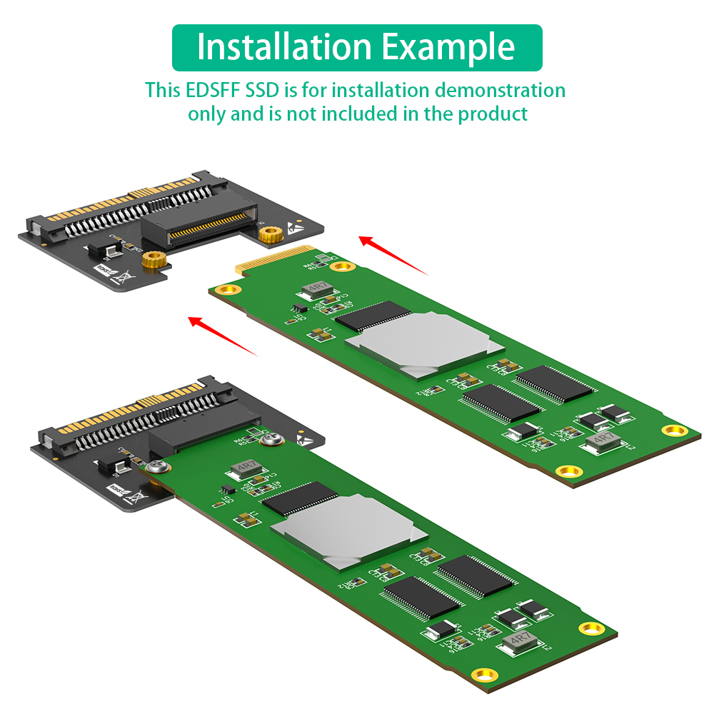 U.2 to EDSFF E1.S Adapter 13x7x1cm for NVMe SSD Data Center