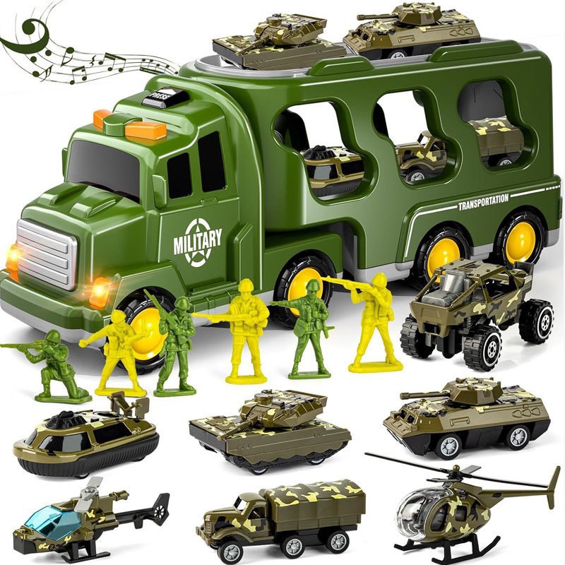 Friction Power Vehicle Toy Carrier Transport Trucks Car Set for Toddlers Age 2-4 Years