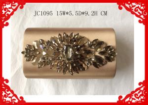 China Rhinestone Flower Beaded Evening Bags , Break Open Closure Silver Glitter Clutch Bag wholesale