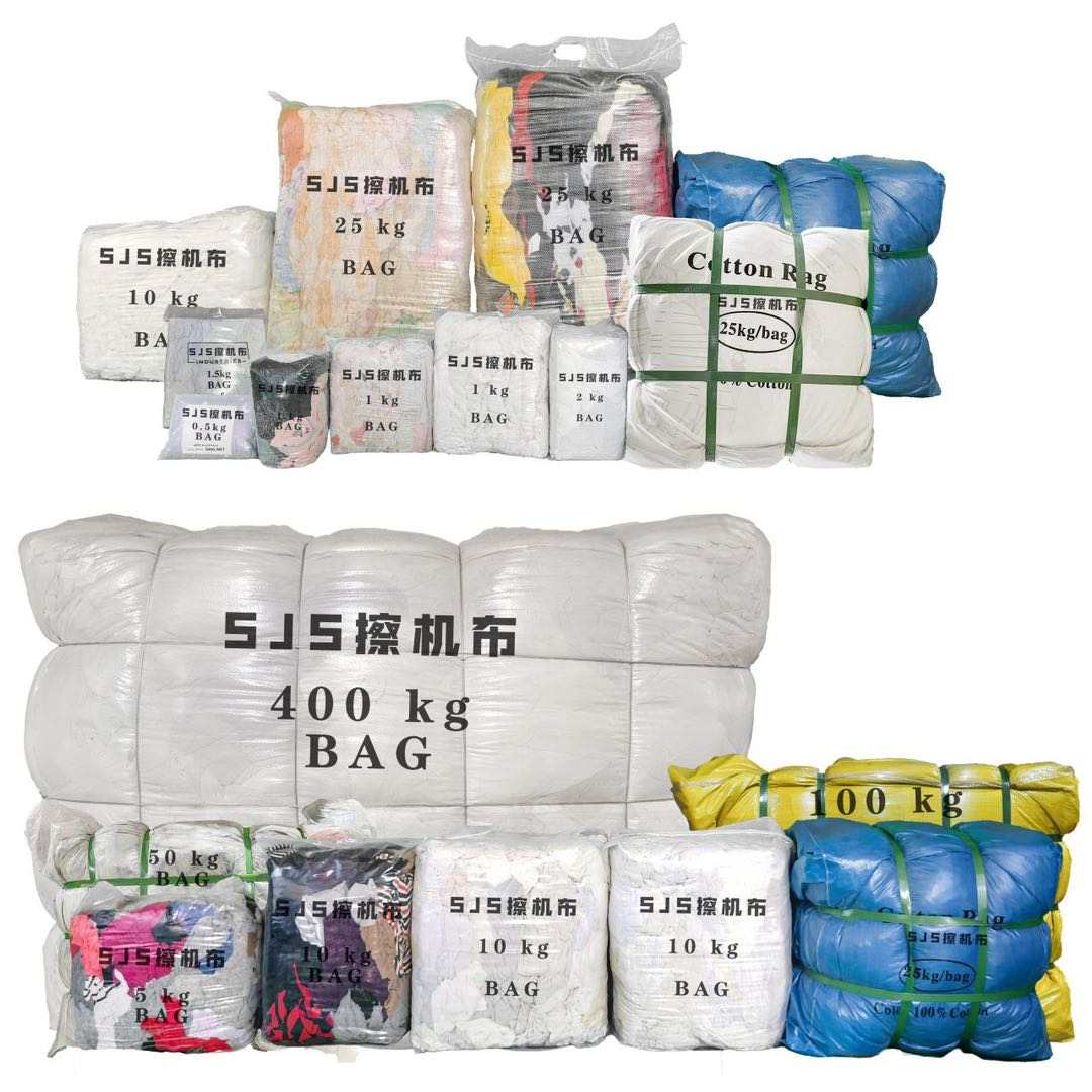 Factory Direct Sale Industrial Wiping White Cotton T-Shirt 20 KG Rags