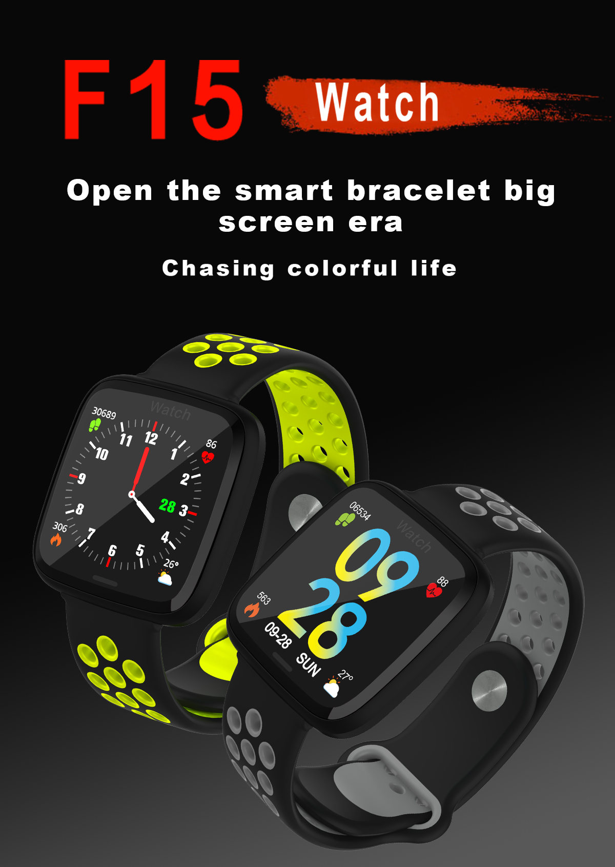 TFT Blood Pressure Smartwatch 1.3" Sport Color Screen Smart Watch Waterproof IP67