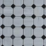 Arabescato Carrara White Italian Stone Mosaic Tile With Octagon Black Dots