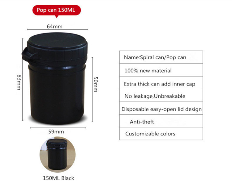 Powder Packing HDPE Jar with Wide Mouth and Sealed Screw Neck in Black/White/Transculent