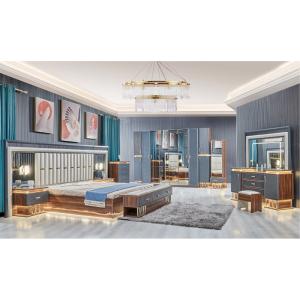 China High Quality Modern Wooden King Size Double Bed Set Leather Headboard Wood Luxury Home Furniture Bedroom Sets wholesale