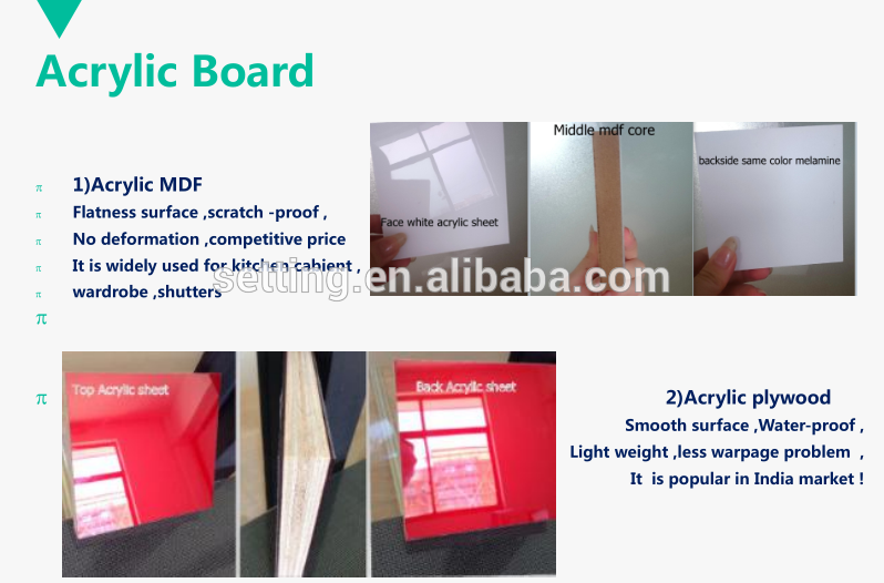 Acrylic mdf thickness in 19mm for kitchen cabinet doors ,acrylic panels