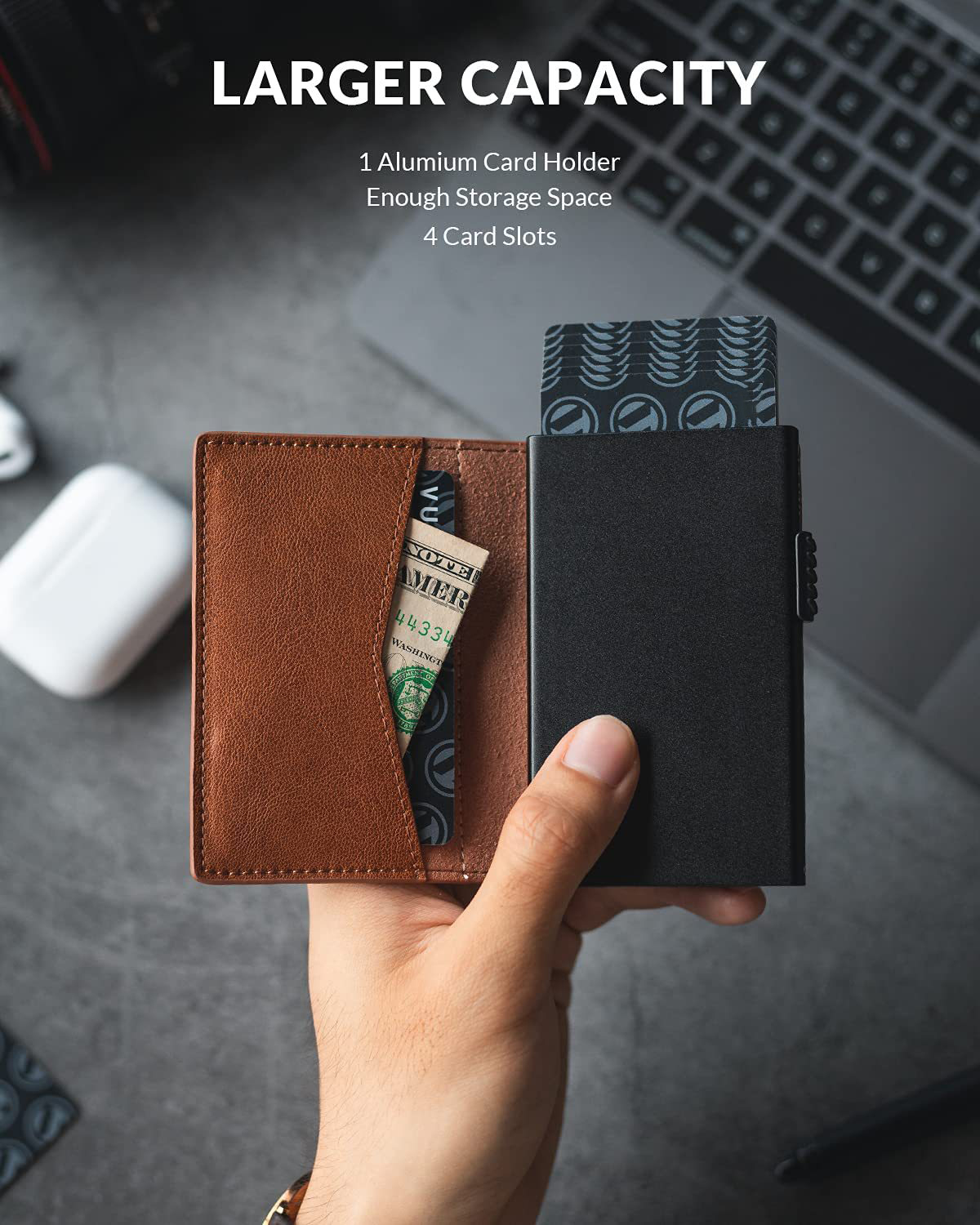 Fashion Mens Genuine Leather Slim Billfold Wallet Card Holder Ultra-Thin Carbon Fiber Rfid Wallet
