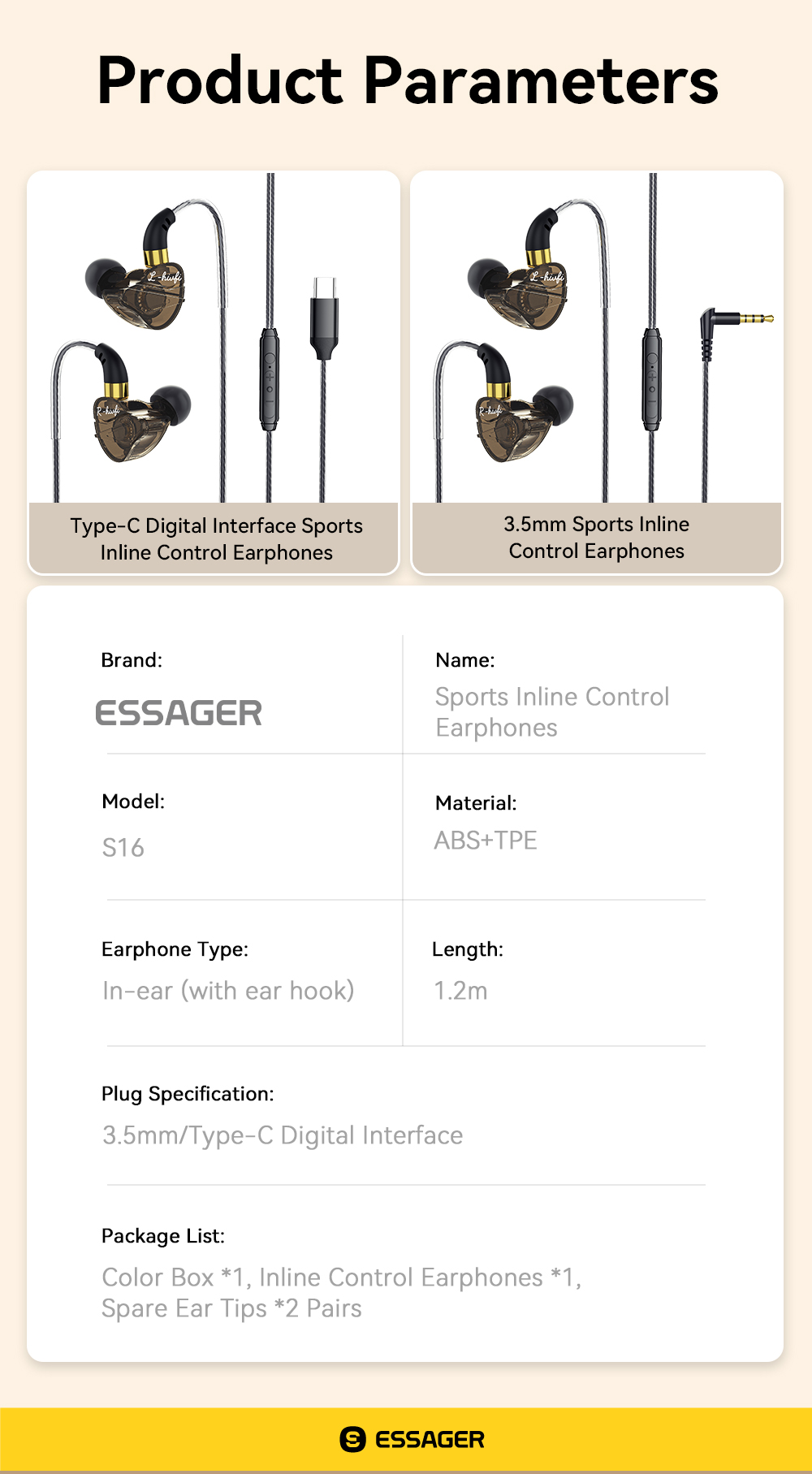 3.5mm Jack Aux USB Type C Earphone With HiFi Touch Control