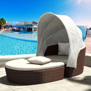 China Balcony Beach Chaise Lounges Woven Rattan Round Sun Lounger wholesale