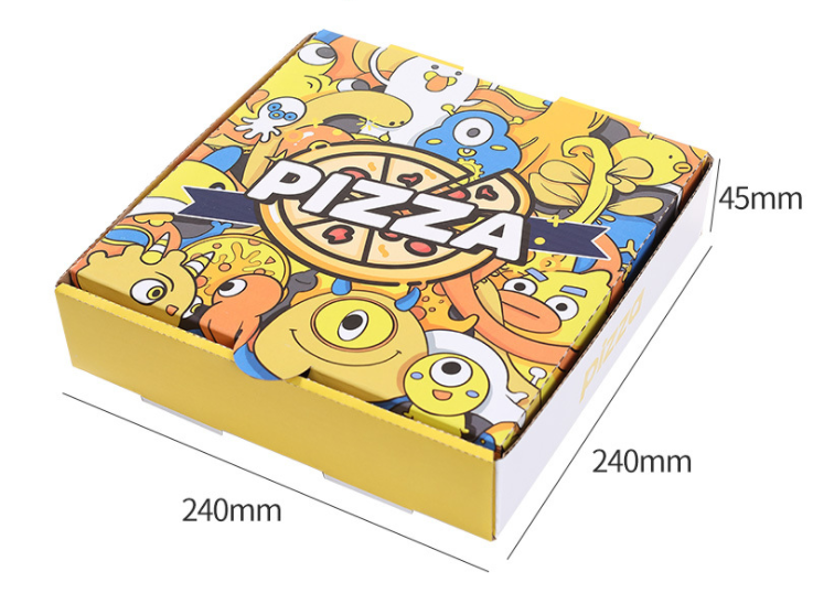 Takeout Disposable Food Grade Containers Corrugated Pizza Boxes Recyclable Kraft Paper