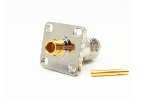 China Female TNC Bulkhead Connector 4 Holes Flange Mount RF Solder Connector wholesale