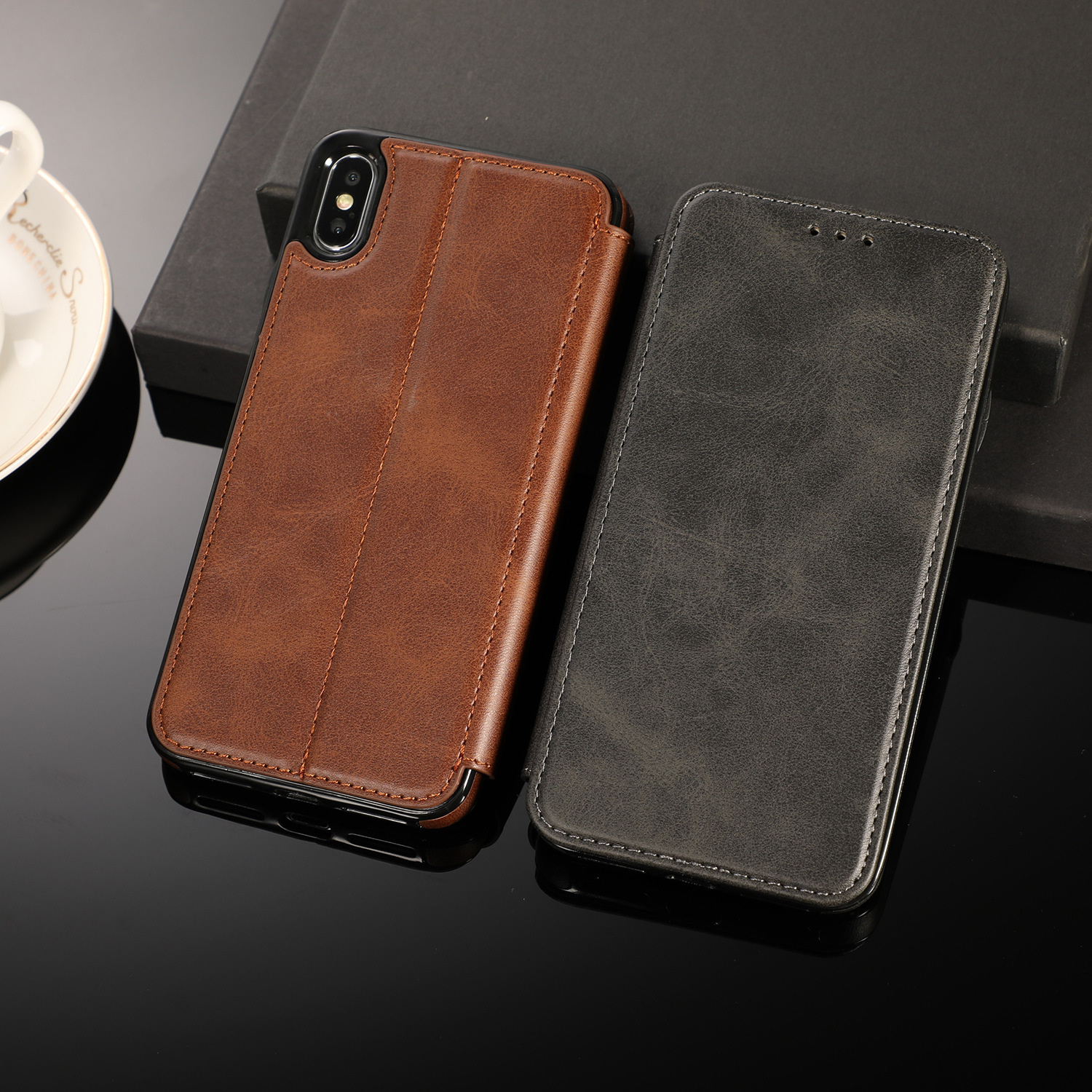 OEM/ODM Minibook Fashion Flip PU Leather Ultra Thin Calf Print Leather Phone Case For Iphone 12 15*7.5*1.5cm