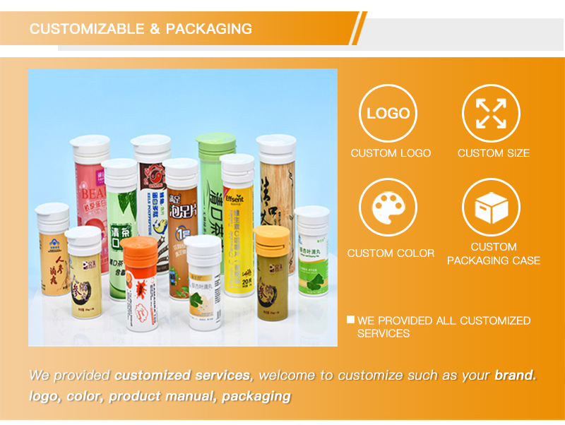 USA Plastic Bottles for Food Grade PP Vc Effervescent Tablets Decal Surface Handling