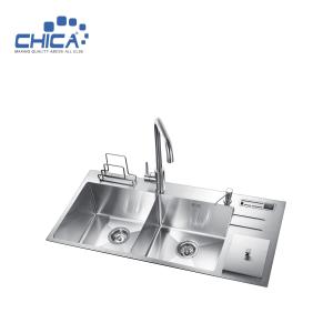 China SUS304 stainless steel Kitchen Sinks Double Bowl Handmade kitchen Sinks wholesale