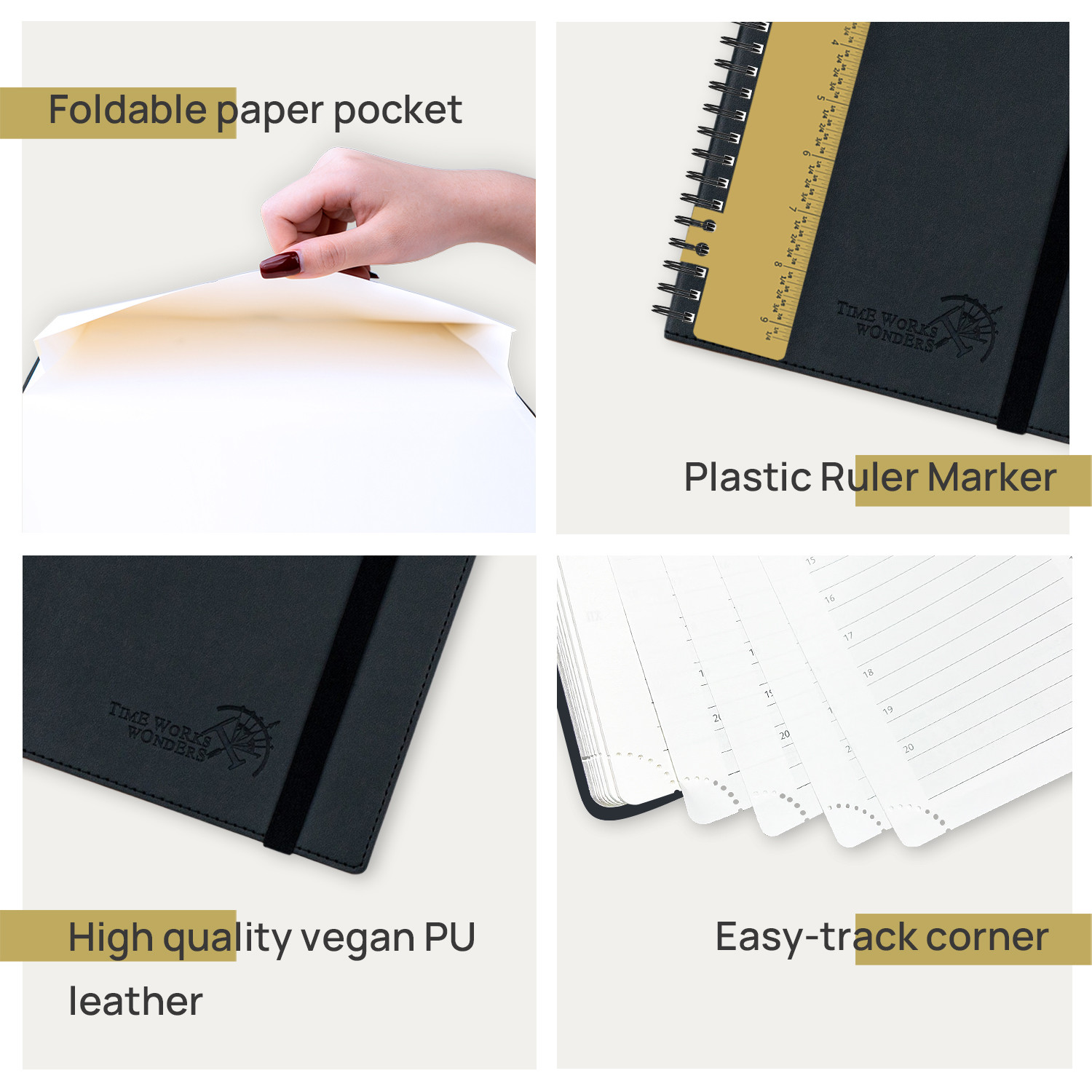 Acid Free Ivory Paper Large Size Eco Friendly Academic Planner Poprun 2023