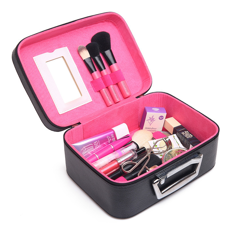 Lightweight L25*D11.5*H18.5CM PU Cosmetic Case With Metal handle
