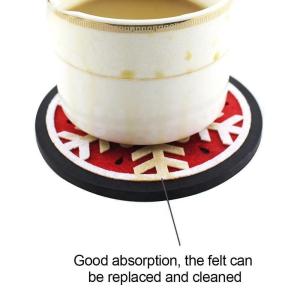 China Heat Insulation 10cm Felt Christmas Themed Cup Mat wholesale