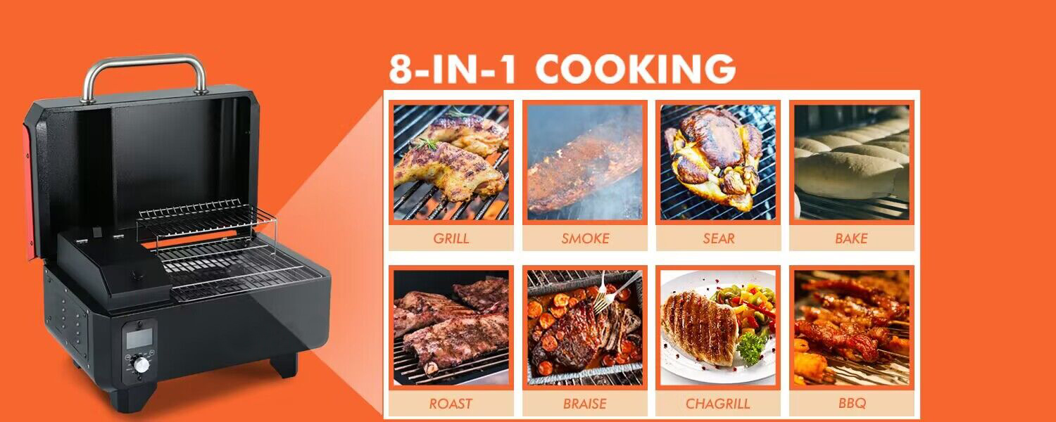 Easy Operating Powder Coated Electric Pellet Grill and Smoker for Compact Outdoor BBQ