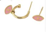 Unique Delicate Stainless Steel Gold Earrings Green Pink Eye Epoxy Earrings