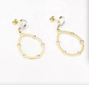China Large Rhinestone Pendant Earrings Blingbling Pendant Stainless Steel Earrings wholesale