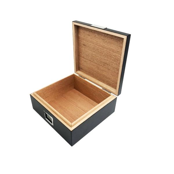 Black Wooden Cigar Storage Box Cigar Case Leather Handmade OEM For Men'T Gift