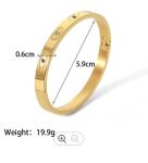 Inlay Color Gem Four Diamond Screw Bangle For Men And Women Stainless Steel