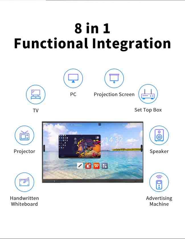 Dual OS 65 Inch Digital Board 4K 65in Finger Touch Interactive Whiteboard