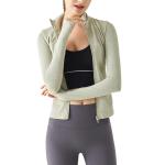 Customized Logo Nylon Cotton Women Sports Clothes Stand Collar Full Zip Yoga