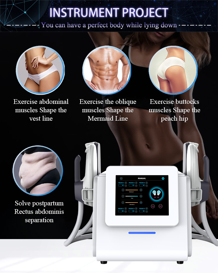 4 Handles Ems Tesla Muscle Stimulator Body Slimming Machine Air Cooling System