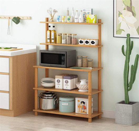 MultiFunctional Wood Kitchen Microwave Rack stand 5 Tier