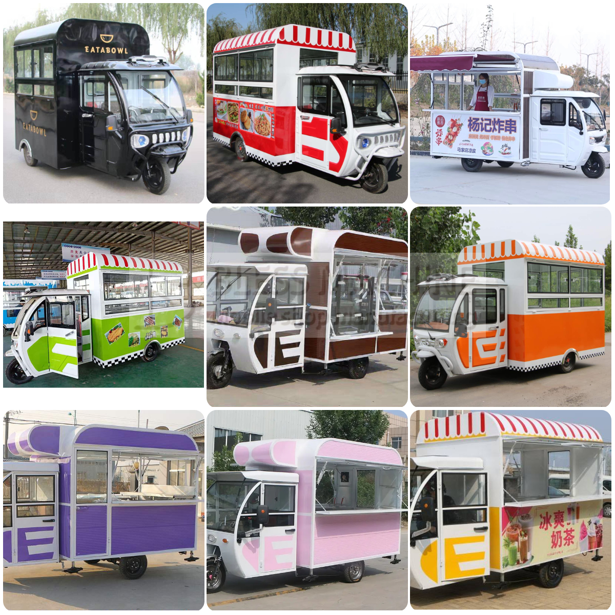110v/220v Voltage Farms Multipurpose Mobile Electric Fast Food Snack Tricycle Pedicab