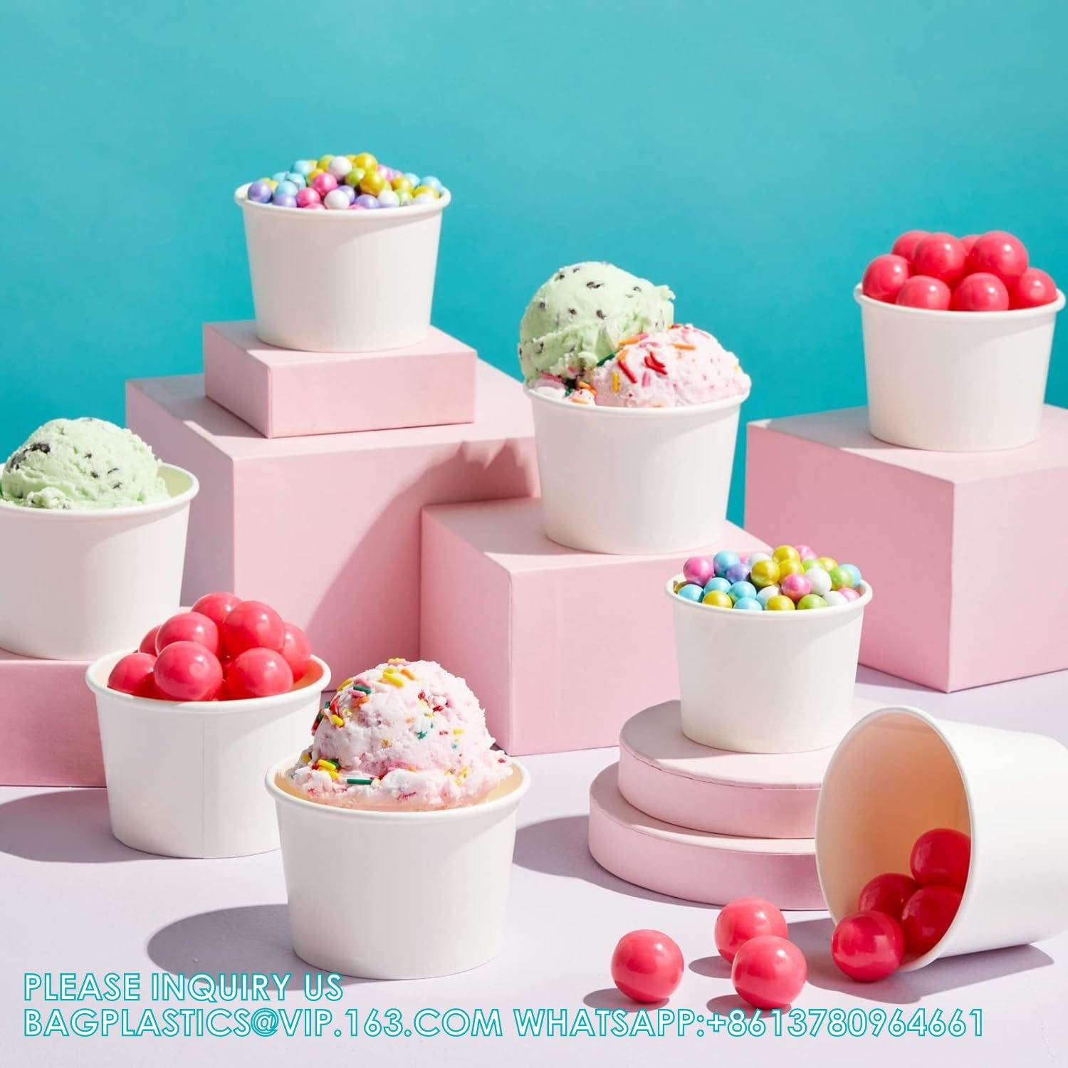 Disposable Ice Cream Cups With Lids And Spoons For Freezer, Dessert Cups Ice Cream Bowls Snack Containers