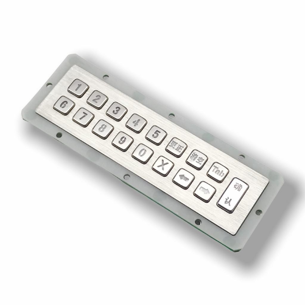 IP65 / IK07 Waterproof USB Stainless Steel 17 Keys Backlit Keypad Industrial Numeric Keypad With Backlit Rear Panel Mounted -40℃