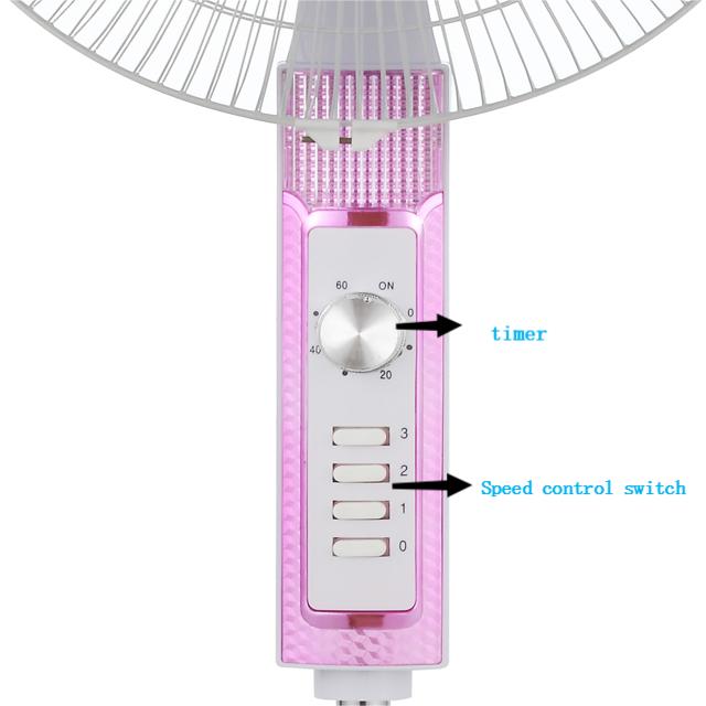 DC Energy Saving Cooling Fan Rechargeable 12V 18 Inch Stand Fan With Timer