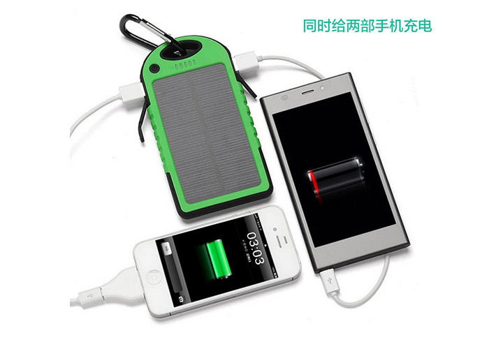 Blue Waterproof Solar Charger For Android Phone 4000mAh With 5pcs Led Light
